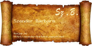 Szender Barbara névjegykártya